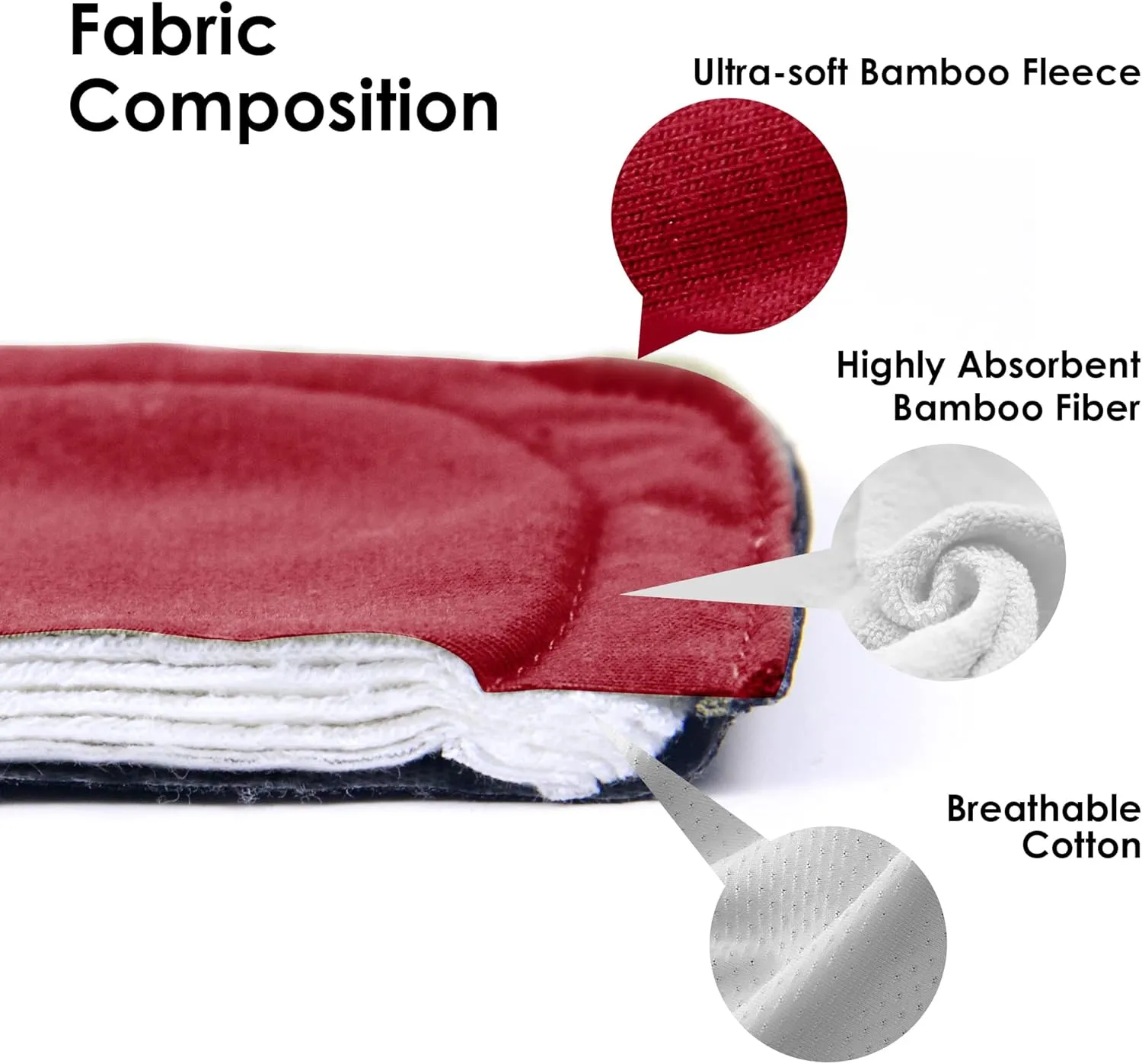 wegreeco 6 Pcs Reusable Menstrual Pads, Ultra Absorbent Cloth Pads for Heavy Flow, Sanitary for Teens, Women, Nonslip Panty Liners   Bag (Burgundy, Starter Kit Set)