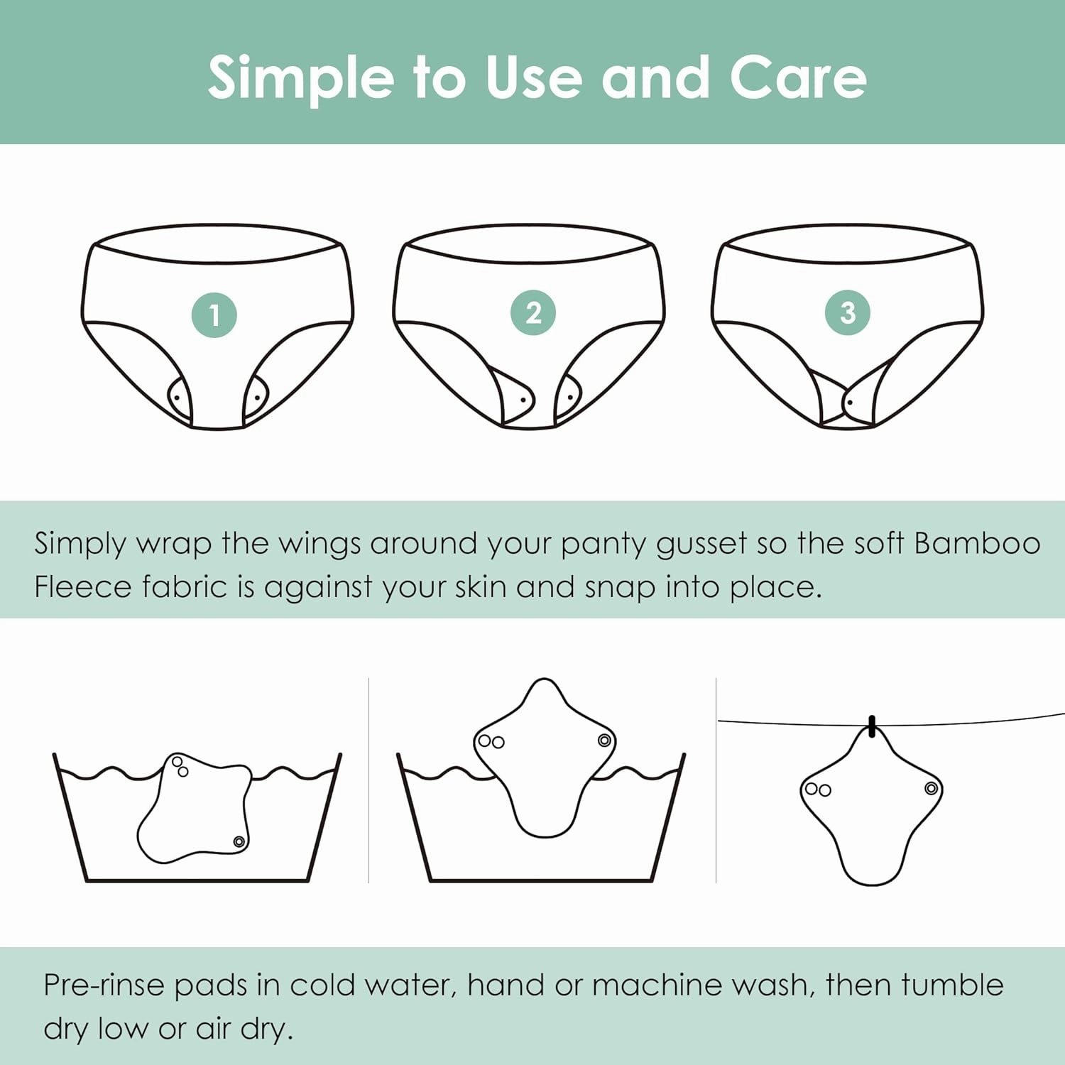 Wegreeco 6 Pcs Reusable Menstrual Pads - Ultra Absorbent Cloth for Heavy Flow, Sanitary Protection for Teens, Women - Nonslip Panty Liners   Bag (Mustard Yellow, Grey, Beige, L)