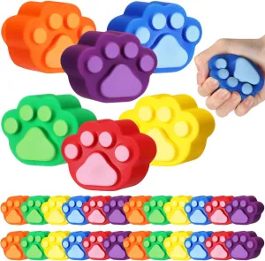 Wettarn 12 Pcs Cat Paw Foam Fidget Toys Dog Paw Party Favors Sensory Colorful Squeeze Stress Balls for Relief Adults Gift Autism Classroom Award Prizes Party Supplies,2.8 x 2.2 Inch