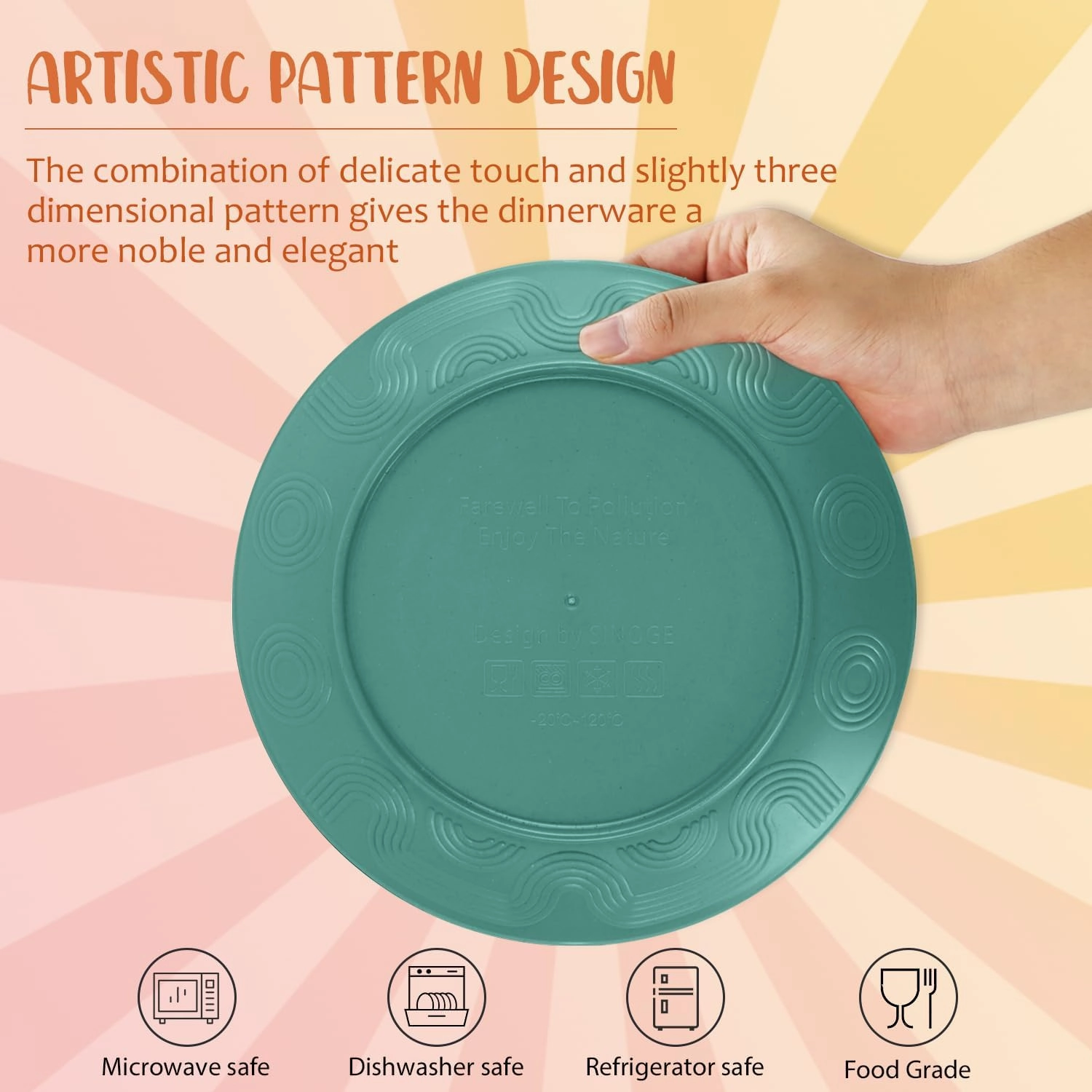 Wheat Straw Dinnerware Sets 40 PCS Unbreakable Dishes Set for Kitchen, Outdoor, Camping Dishes Plates and Bowls Sets with Cups, Dessert Plates, Dishwasher & Microwave Safe - Green