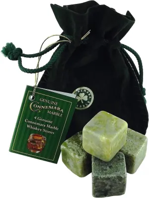 Whiskey Stones Set of 4 Irish Connemara Marble Chilling Rocks Reusable Ice Cubes Bourbon Stones Bar Accessories Gifts for Men