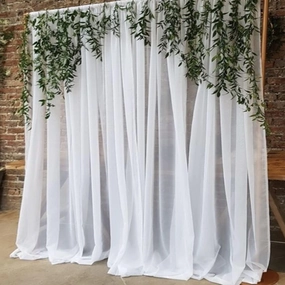 White Chiffon Sheer Backdrop Curtain for Wedding, Parties, White Tulle Arch Drapes for Photo Backdrop Decoration,Wrinkle-Free 10ft x 7ft