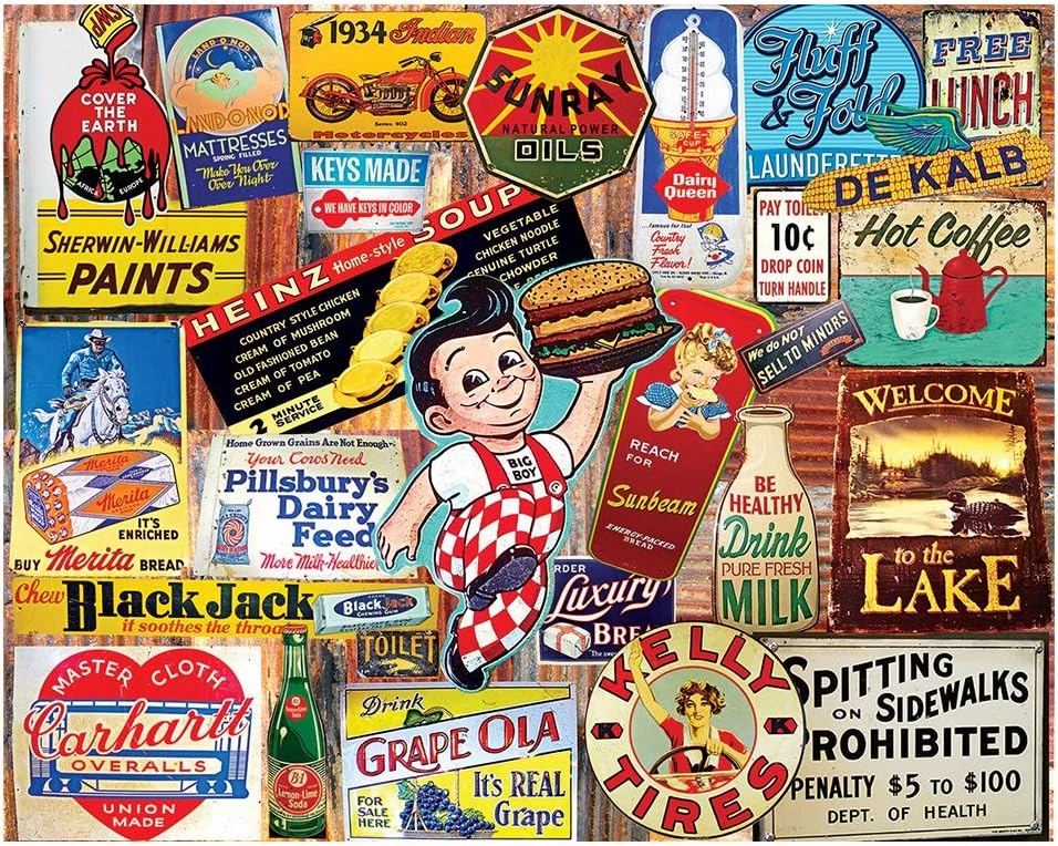 White Mountain Puzzles Vintage Signs - 1000 Piece Jigsaw Puzzle