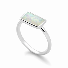 White Opal Bar Ring