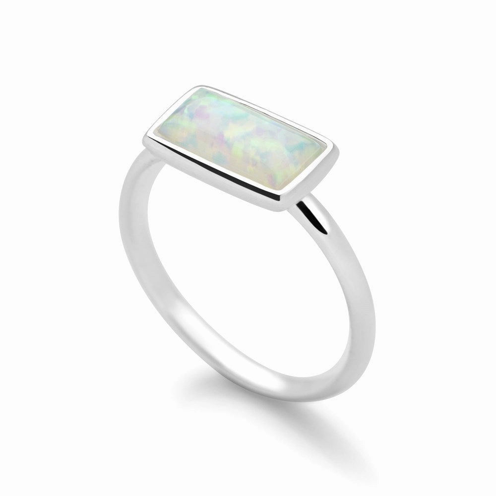 White Opal Bar Ring