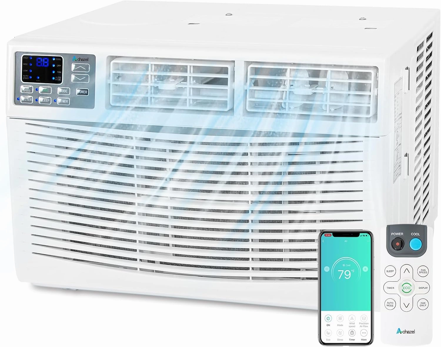 WiFi Enabled 8,000 BTU Window Air Conditioner, Smart Window AC Unit with Remote and Washable Filter, Energy Saving AC for Home, Bedroom, Cools up to 350 Sq. Ft