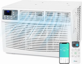 WiFi Enabled 8,000 BTU Window Air Conditioner, Smart Window AC Unit with Remote and Washable Filter, Energy Saving AC for Home, Bedroom, Cools up to 350 Sq. Ft