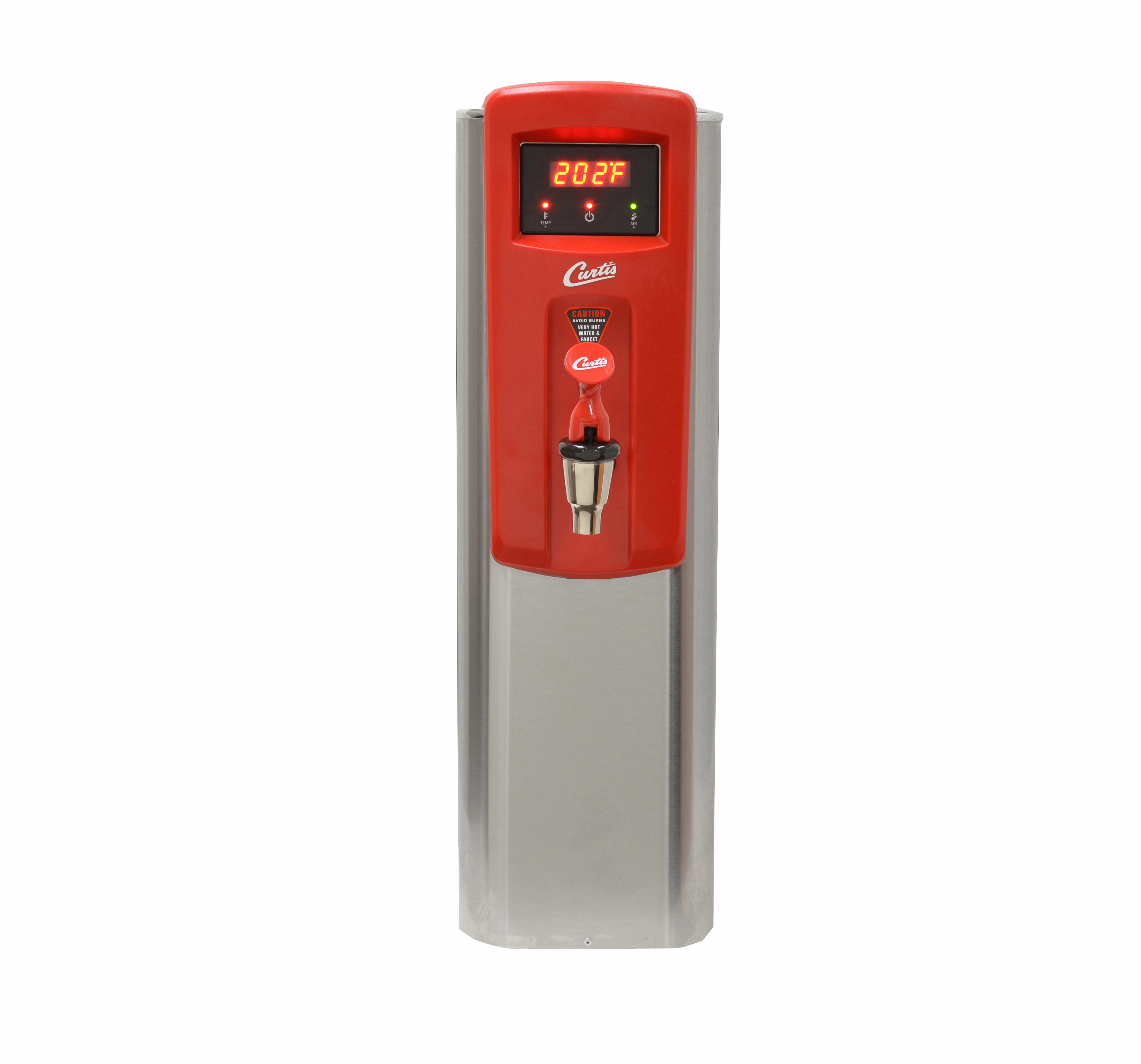 Wilbur Curtis WB5N/WB5NB - 5.0 Gal. Electric Narrow Hot Water Dispenser with Aerator and Lower Faucet (Black/Red)