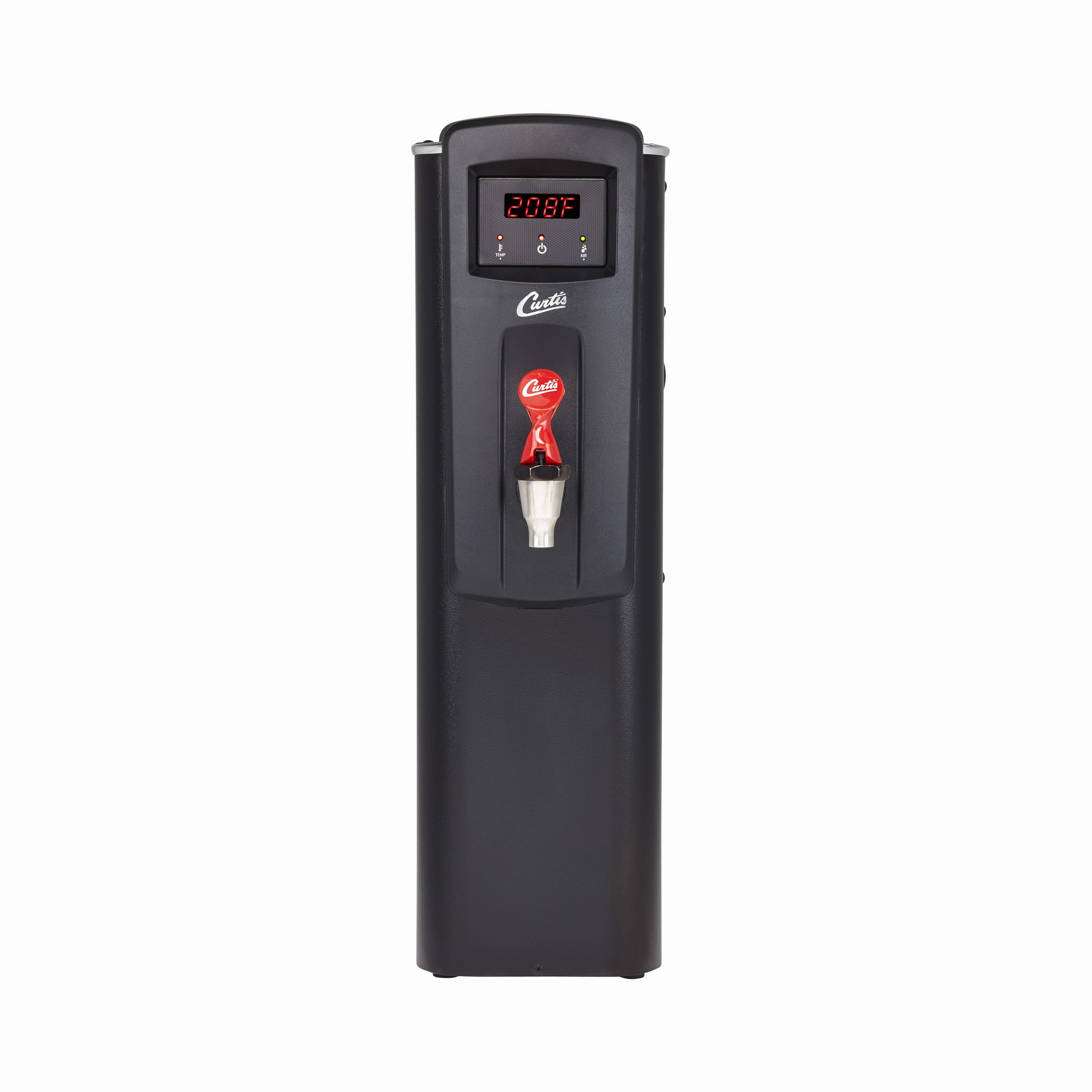 Wilbur Curtis WB5N/WB5NB - 5.0 Gal. Electric Narrow Hot Water Dispenser with Aerator and Lower Faucet (Black/Red)