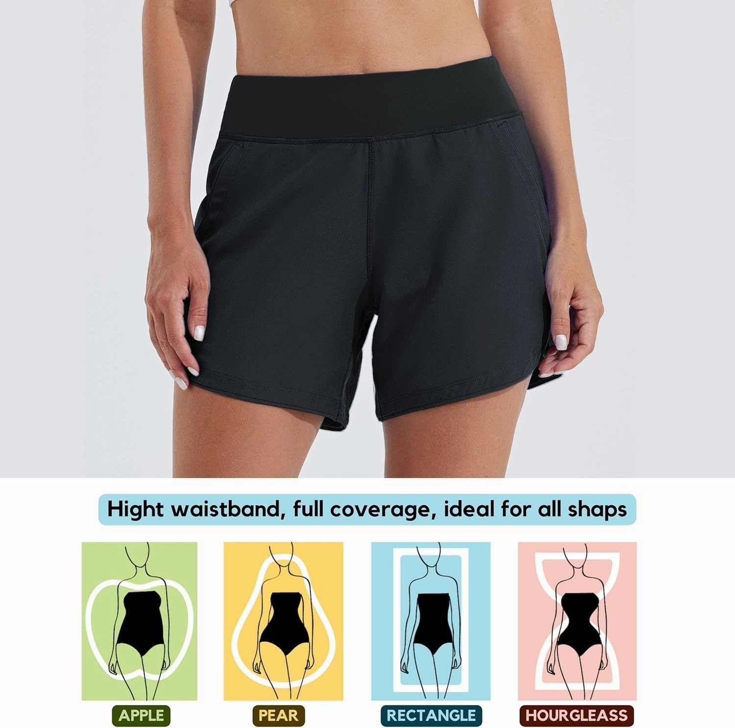 Willit Women's 5" Swim Board Shorts Quick Dry Beach Swimming Shorts UPF 50  High Waisted Liner Pockets