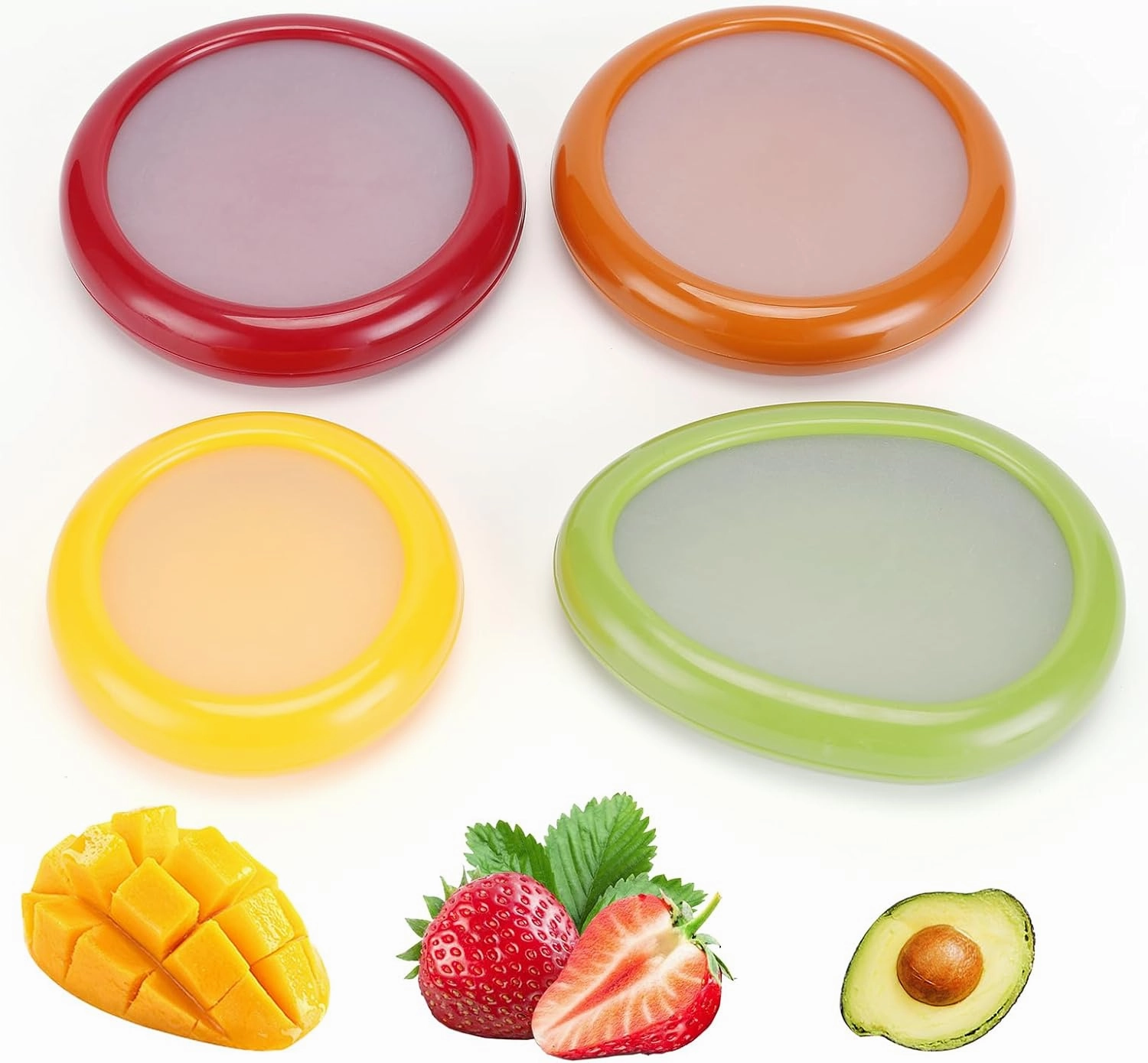 Winb Set of 4 Reusable Fruit and Veggie Savers - Ideal for Avocados, Tomatoes, Apples, Garlic, Onions, and More