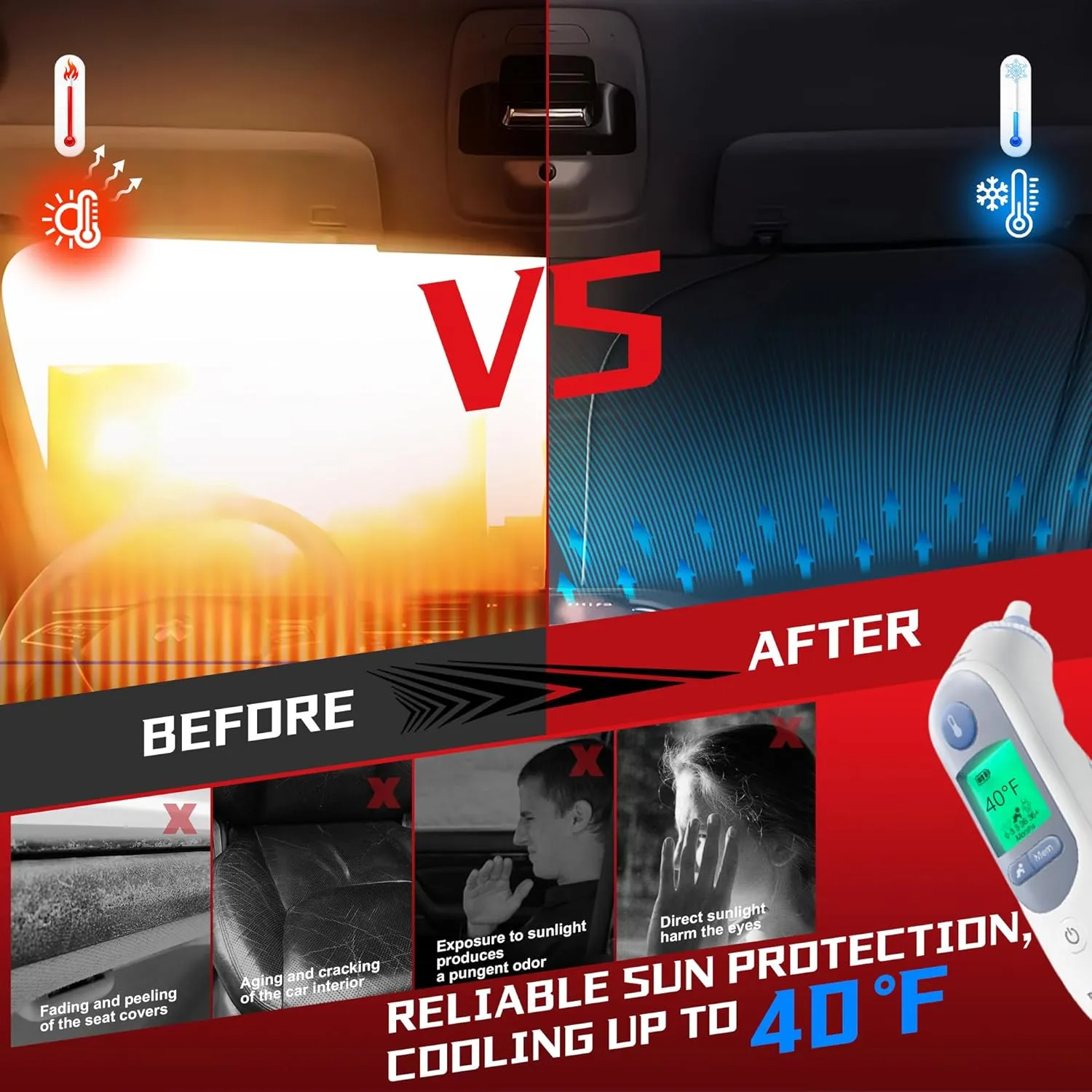 Windshield Sun Shade for Toyota RAV4 2019-2025 RAV-4 SUV Foldable Sun Sunshade for Car Front Window Blocks UV Rays and Heat Automotive Interior Protector Custom Fit Accessories