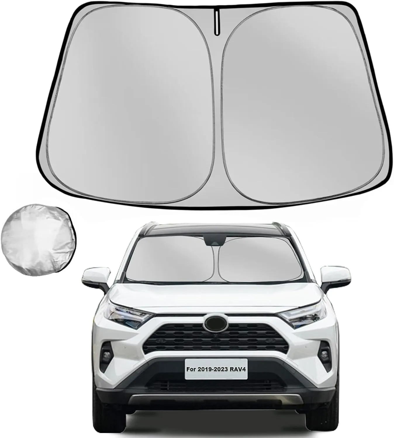 Windshield Sun Shade for Toyota RAV4 2019-2025 RAV-4 SUV Foldable Sun Sunshade for Car Front Window Blocks UV Rays and Heat Automotive Interior Protector Custom Fit Accessories