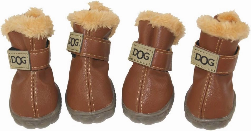 WINSOON Dog Australia Boots Pet Antiskid Shoes Winter Warm Skidproof Sneakers Paw Protectors 4Pcs Set (Size 2, Light Brown)