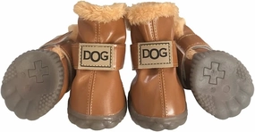 WINSOON Dog Australia Boots Pet Antiskid Shoes Winter Warm Skidproof Sneakers Paw Protectors 4Pcs Set (Size 2, Light Brown)