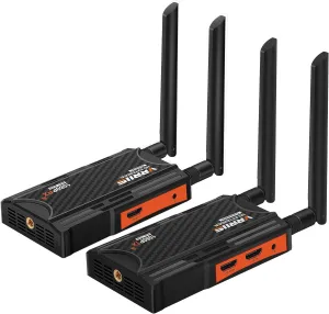 Wireless HDMI Transmitter and Receiver,250m(820ft) Wireless HDMI Extender Kit with Loop Out,2.4/5.8GHz 1080P Full HD for Streaming from DSLR,Laptop,Netflix,YouTube,PS4 to TV/Projector IR Support.