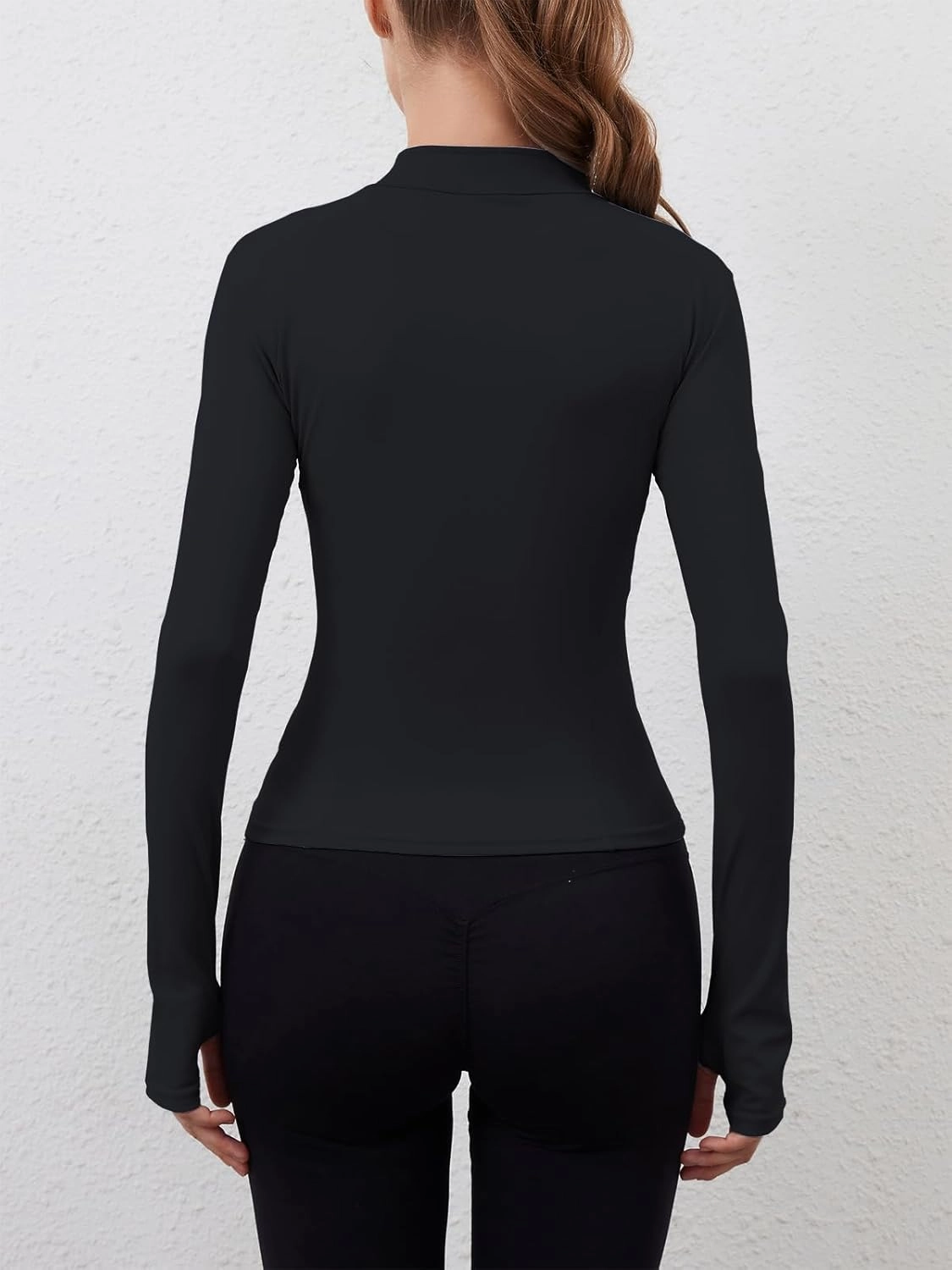 Women Built-In Pockets Athletic Jackets Slim Fit Full Zip up Workout Yoga Gym Jacket with Thumb Holes