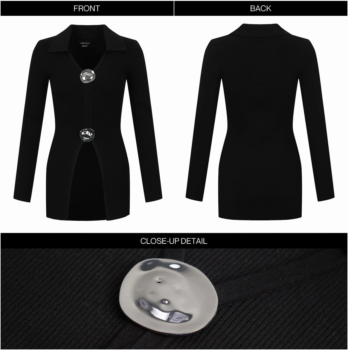 Women Cardigan Sweaters Long Sleeve Knitted V-Neck Fluid Metal Button Down Lightweight Outwear 2025