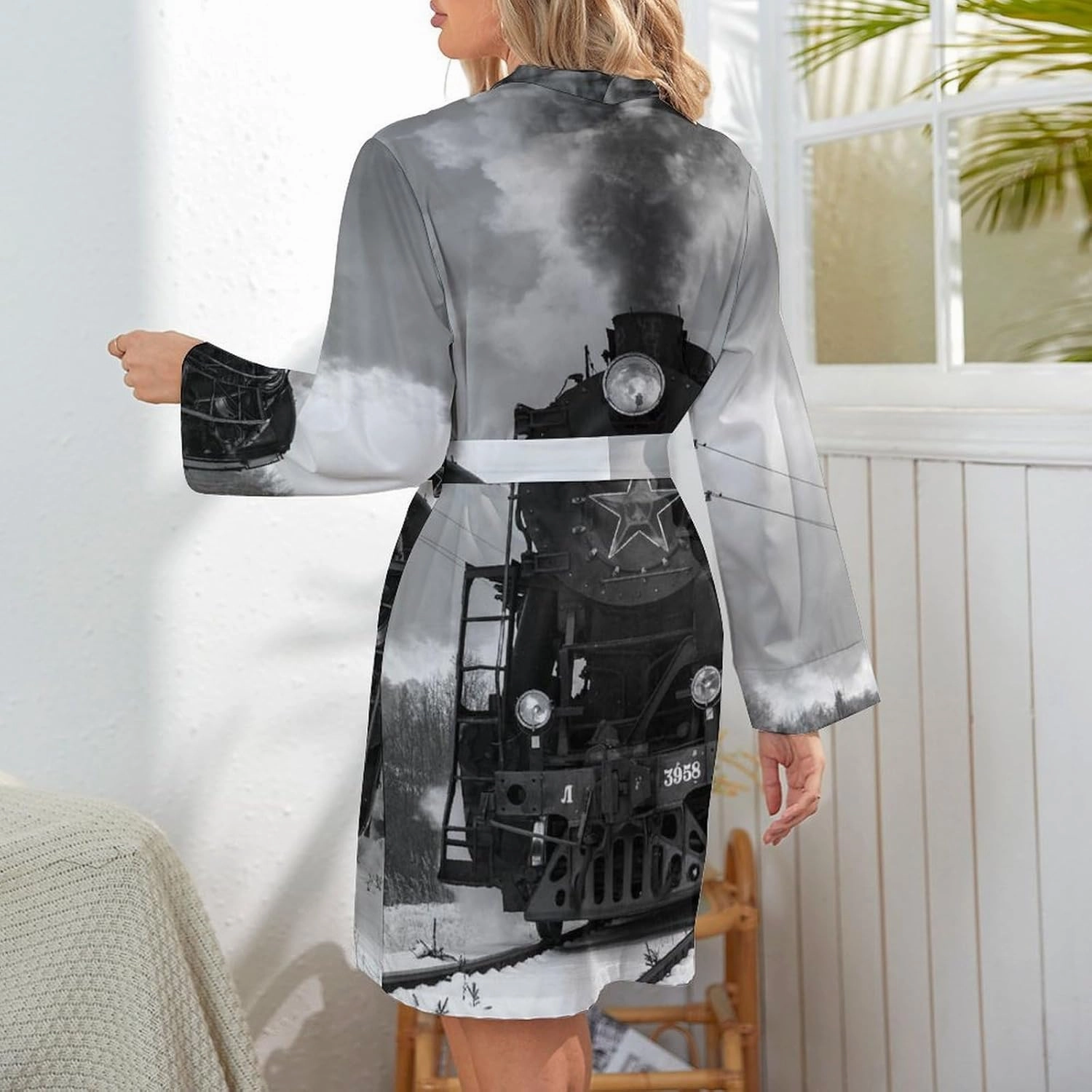 Women Short Kimono Wedding Sleepwear Robe, Party Dressing Gown Bathrobe S-XL