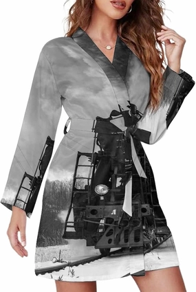Women Short Kimono Wedding Sleepwear Robe, Party Dressing Gown Bathrobe S-XL