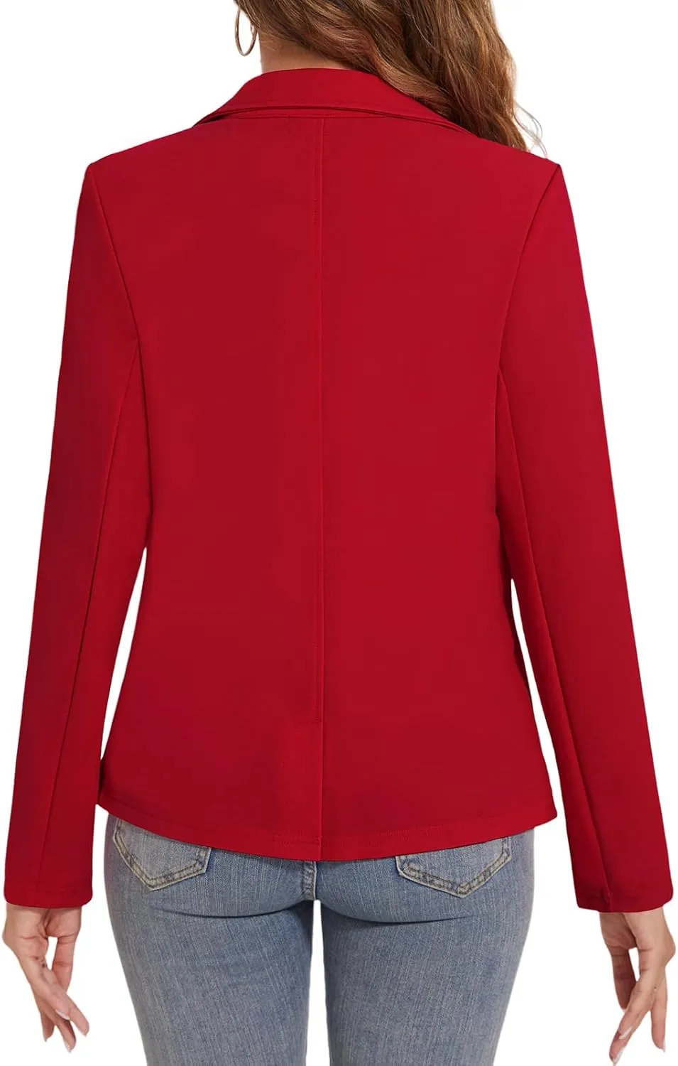 Women's Button Front Blazer Jackets Long Sleeve Lapel Business Casual Office Work Lightweight Blazers with Pocket