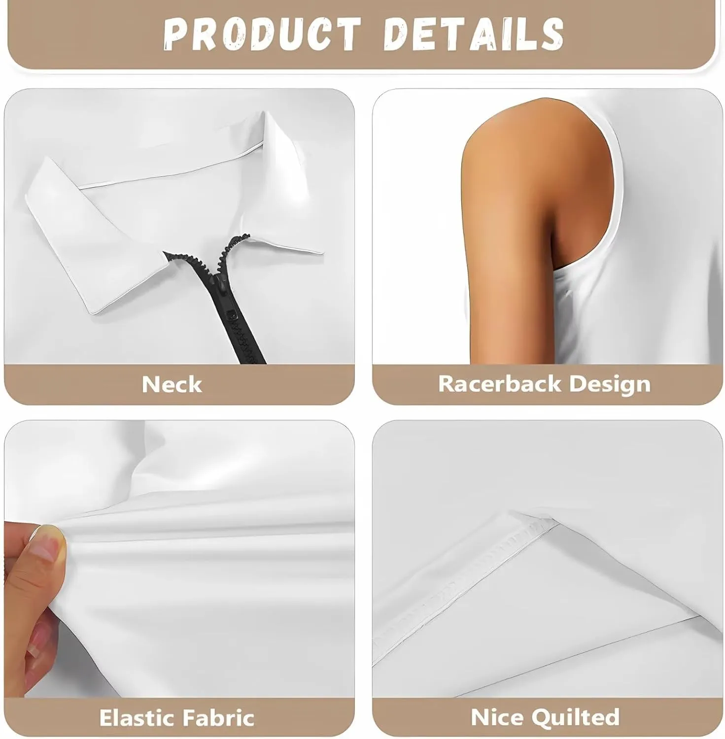 Womens Sleeveless Golf Shirts Zip Up V Neck Workout Tank Tops Quick Dry Lightweight Athletic Tops