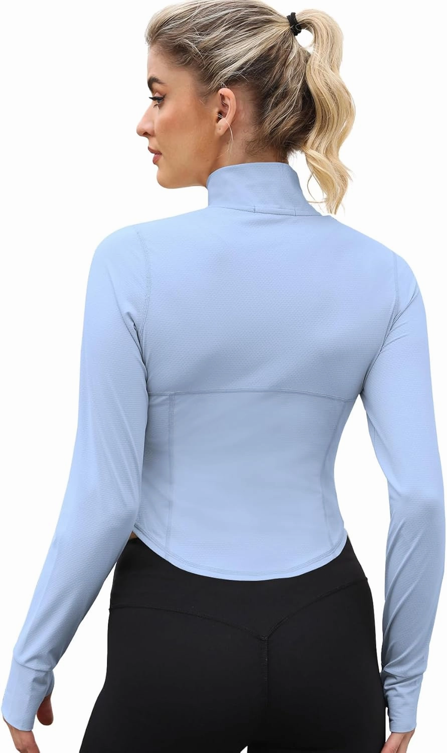 Womens Full Zip Athletic Jacket Running Track Jacket With Zipper Pockets Slim Fit Sports Top with Thumb Holes UPF50  UV