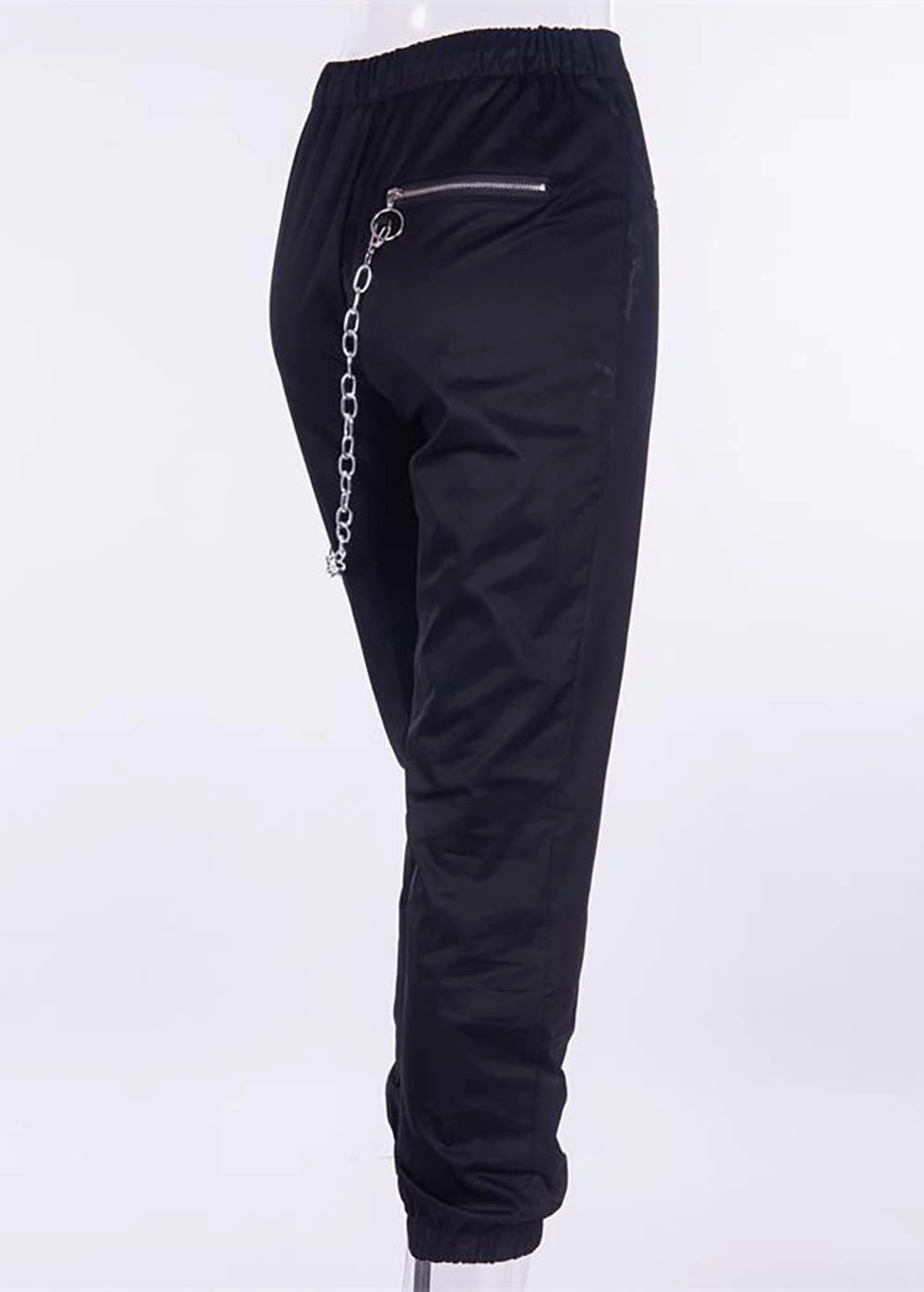 Womens High Waist Jogging Pants with Multi Zipper Lightweight Sweatpants Casual Relaxed Fit Trousers