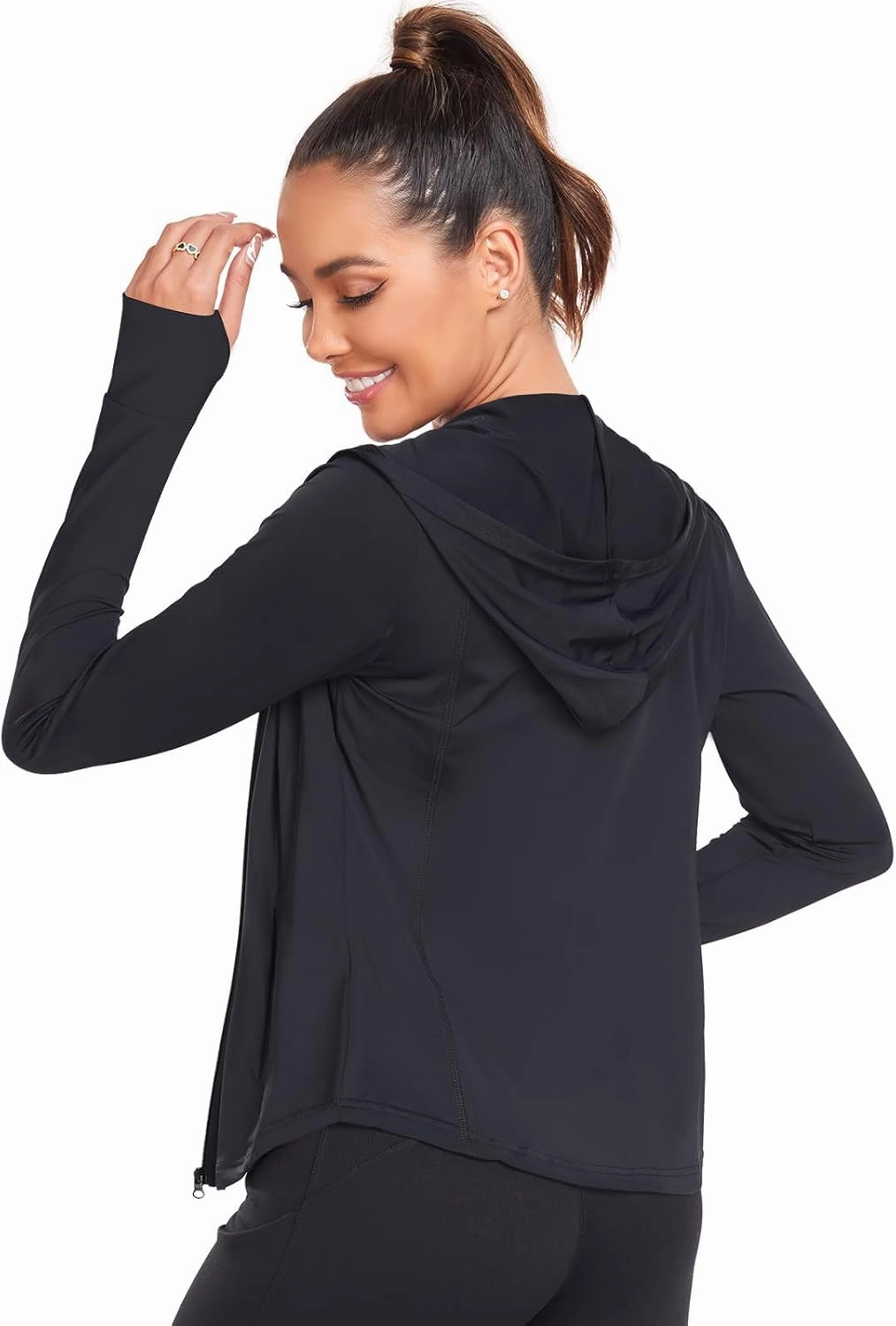 Womens Sun Protection Hooded Jackets Lightweight Quick Dry UPF 50  Long Sleeve Sun Shirts Hiking Running Athletic Tops