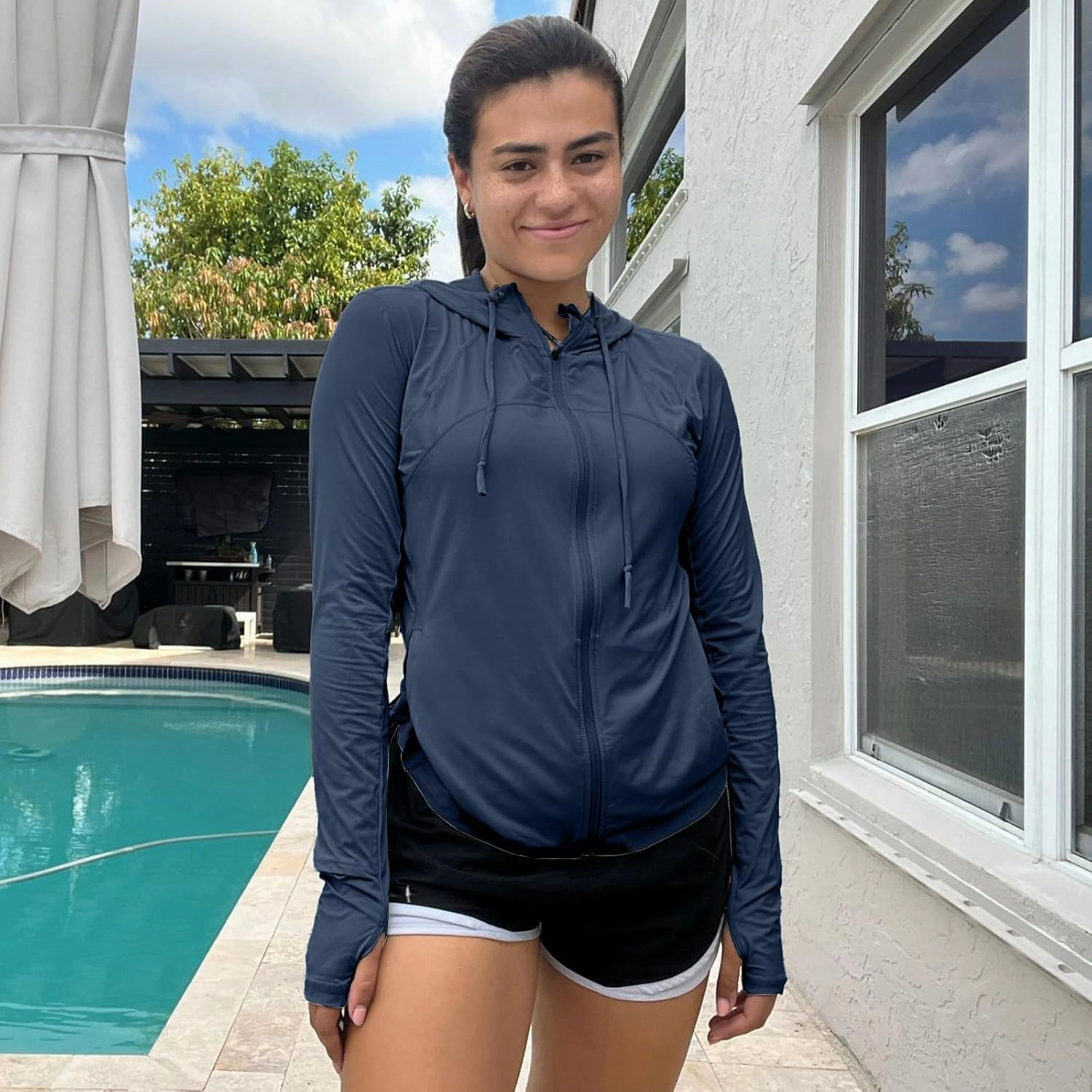 Womens Sun Protection Hoodie SPF Jacket Lightweight Full Zip Up Summer UV UPF 50  with Pockets Thumb Hole