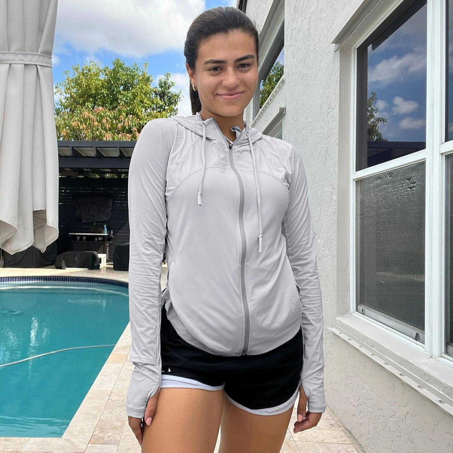Womens Sun Protection Hoodie SPF Jacket Lightweight Full Zip Up Summer UV UPF 50  with Pockets Thumb Hole