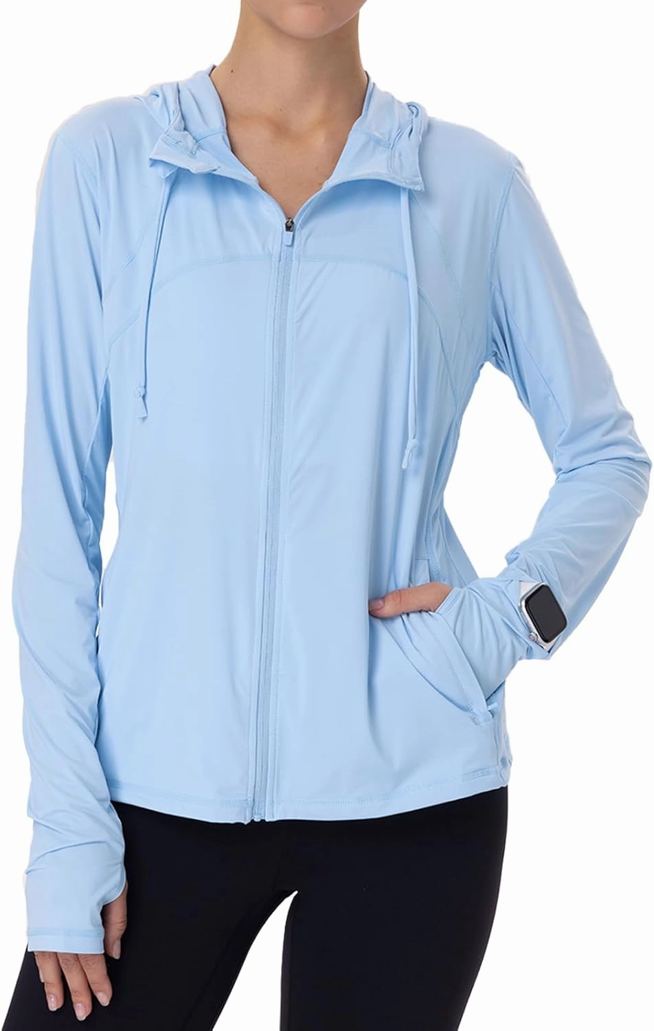 Womens Sun Protection Hoodie SPF Jacket Lightweight Full Zip Up Summer UV UPF 50  with Pockets Thumb Hole