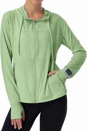 Womens Sun Protection Hoodie SPF Jacket Lightweight Full Zip Up Summer UV UPF 50  with Pockets Thumb Hole
