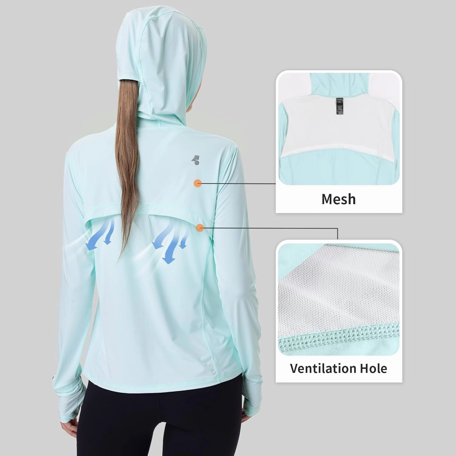 Womens Sun Protection Hoodie SPF Jacket Lightweight Full Zip Up Summer UV UPF 50  with Pockets Thumb Hole