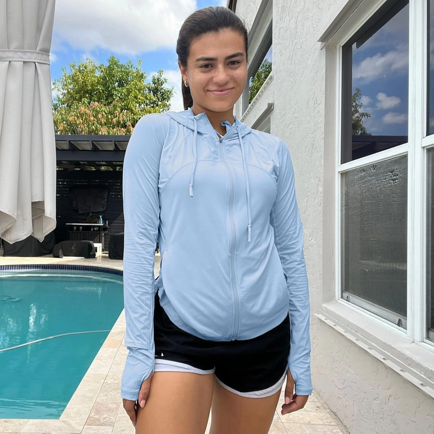 Womens Sun Protection Hoodie SPF Jacket Lightweight Full Zip Up Summer UV UPF 50  with Pockets Thumb Hole