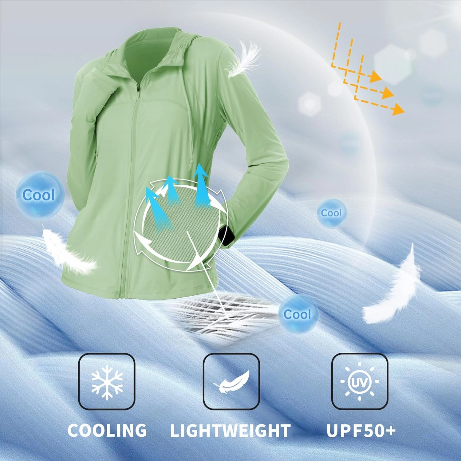 Womens Sun Protection Hoodie SPF Jacket Lightweight Full Zip Up Summer UV UPF 50  with Pockets Thumb Hole