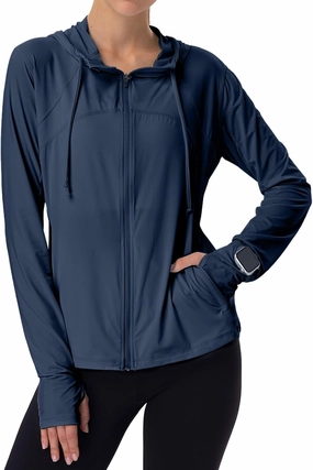 Womens Sun Protection Hoodie SPF Jacket Lightweight Full Zip Up Summer UV UPF 50  with Pockets Thumb Hole