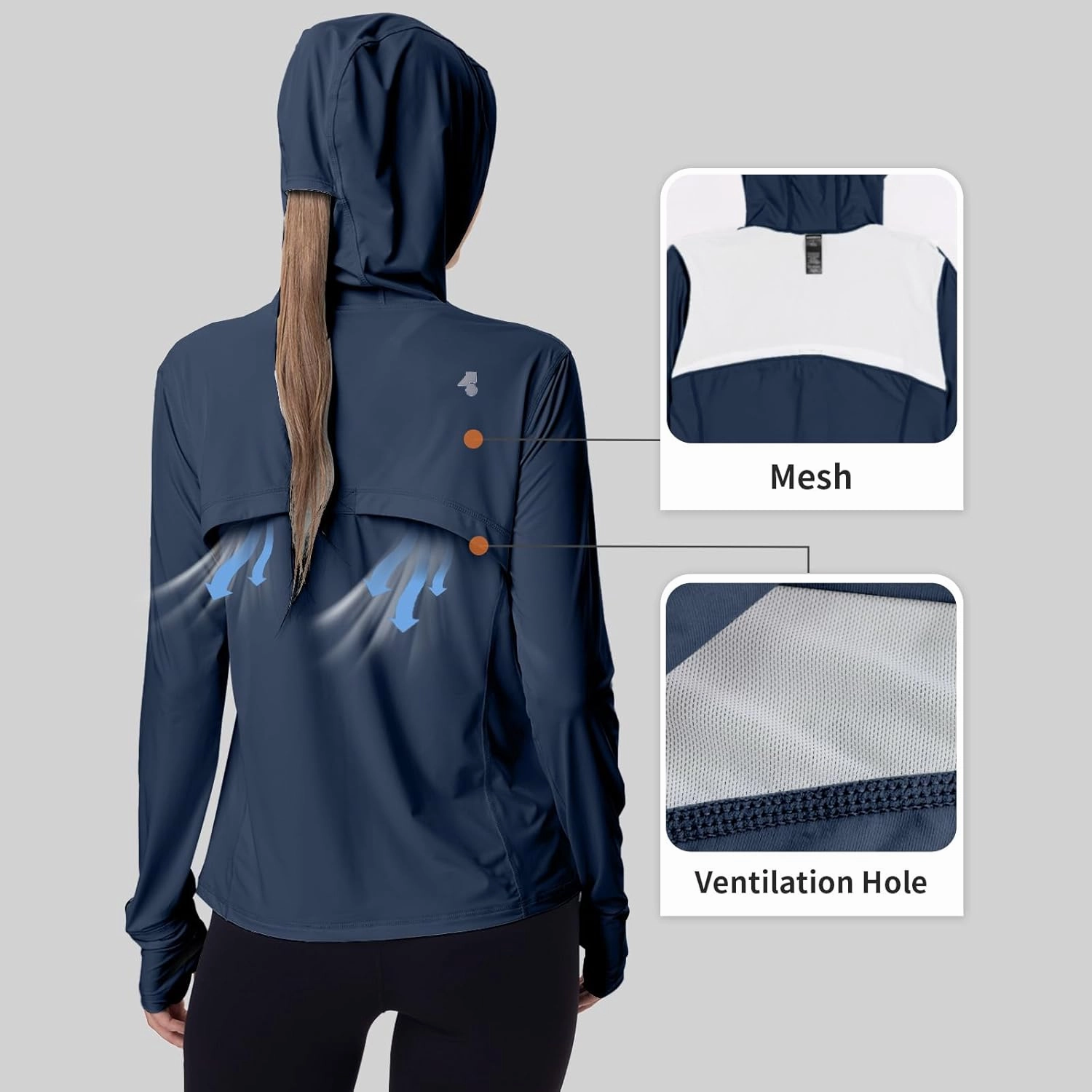 Womens Sun Protection Hoodie SPF Jacket Lightweight Full Zip Up Summer UV UPF 50  with Pockets Thumb Hole