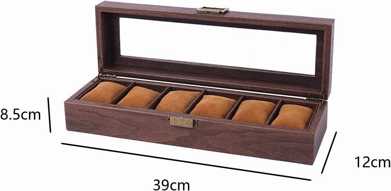 Wood Grain Leather Watch Storage Box Exquisite Home Watch Storage Box Jewelry Watch Collection Box Display Box(6 Slots)
