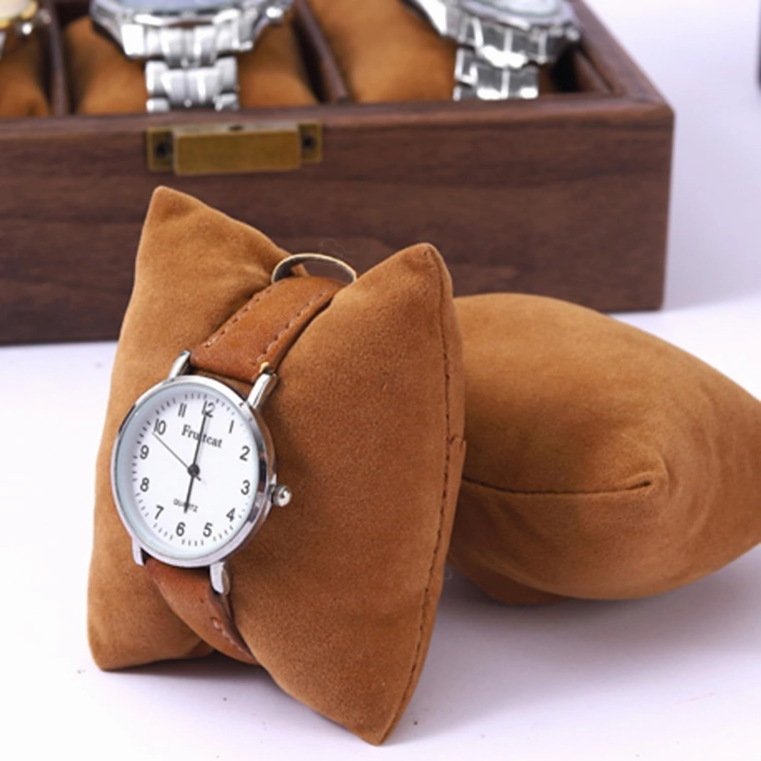 Wood Grain Leather Watch Storage Box Exquisite Home Watch Storage Box Jewelry Watch Collection Box Display Box(6 Slots)