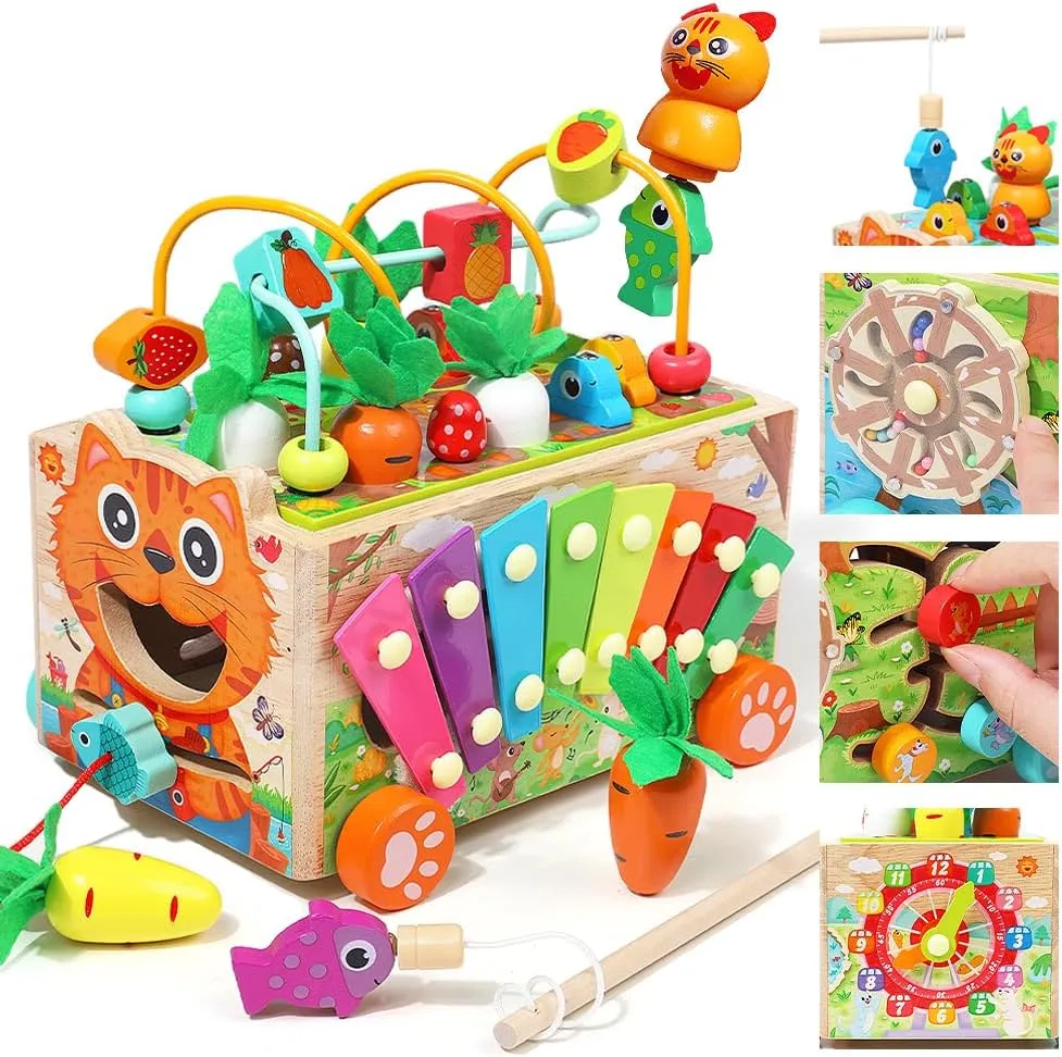 Wooden Montessori Toy Gifts for 2 3 4 Years Old Toddler Girls Boys, Sorting and Stacking Toys 2-4 Girls First Birthday Gifts, Great Preschool Educational Fine Motor Skill Toys for Baby