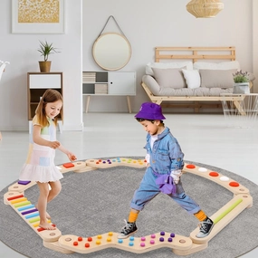 Wooden Balance Beam for Kids 3  Toddler Montessori Balance Beam Indoor Outdoor Kids Balance Stepping Stones Coordination and Stability Exercise