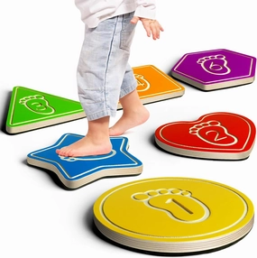 Wooden Balance Stepping Stones for Kids, Toddler Balance Beam Toy(Multi-Shape and Colored)