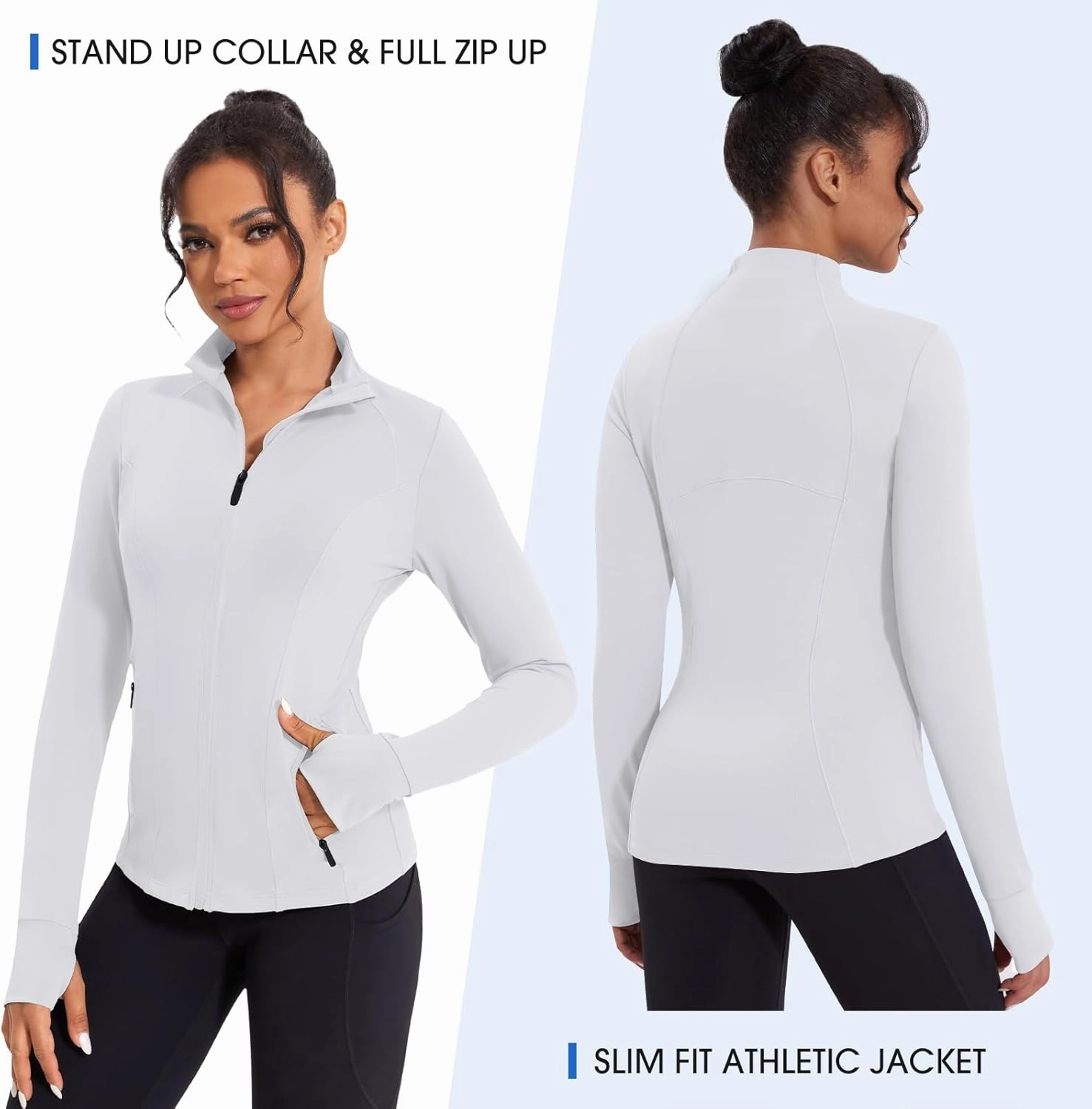 Workout Jackets for Women Lightweight Running Jackets Full Zip Yoga Athletic Clothes Slim Fit with Pockets