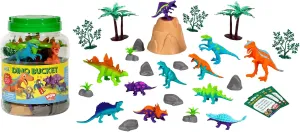 Wow in The World Bucket of Dinosaurs | Kids Play Dinosaurs | Learning Through Play | Includes 25  Pieces: 11 Dinos, Trees, Rocks, Plants, Volcano, and 3 Wow Dinosaur Fun Fact Cards