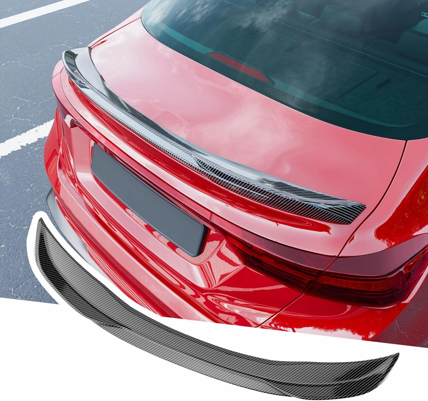 Xipoo Spoiler Compatible with 2019-2024 Kia Forte Trunk Wing Trunk Lip Rear Spoiler Glossy Carbon Fiber Replacement for 2019 2020 2021 2022 2023 2024 Kia Forte Accessories