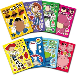 XSIUOTIS 24 Sheets Toy Inspired Story Make-a-face Stickers - Fun Craft Project for Gifts with 8 Designs Characters - Perfect Gifts for Birthday Party Favors, Supplies,Decorations, Rewards