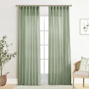 XTMYI Sage Green 90 Inches Long,50 Inches Wide Country Curtains for Living Room,Sheer Linen Curtains for Bedroom