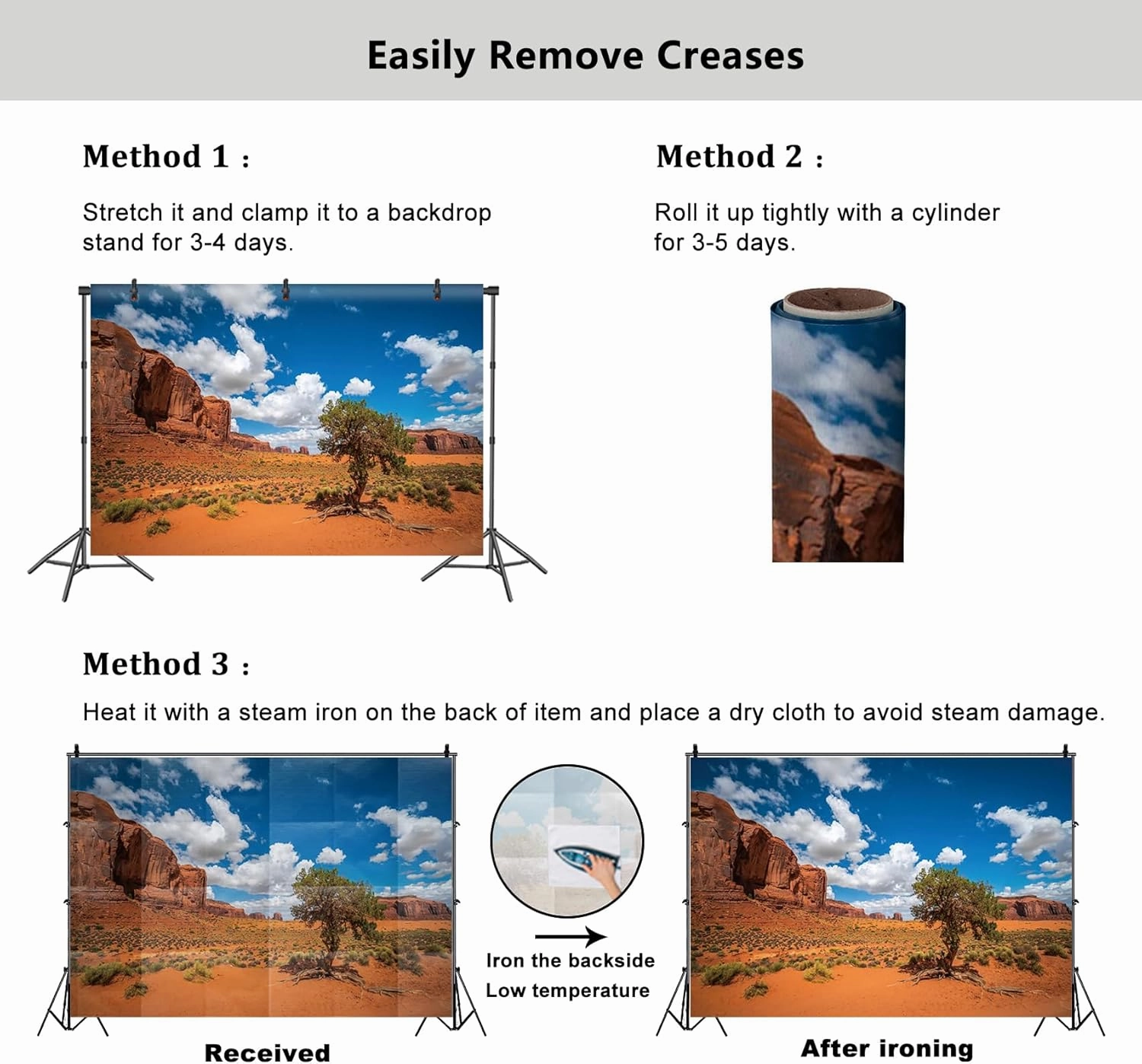 YongFoto 6x4ft Sandstone Desert Backdrop Monument Valley Desert Plant Blue Sky White Clouds Natural Landscape Photography Background Travel Journey Trip Hiking Party Portrait Photo Studio Props