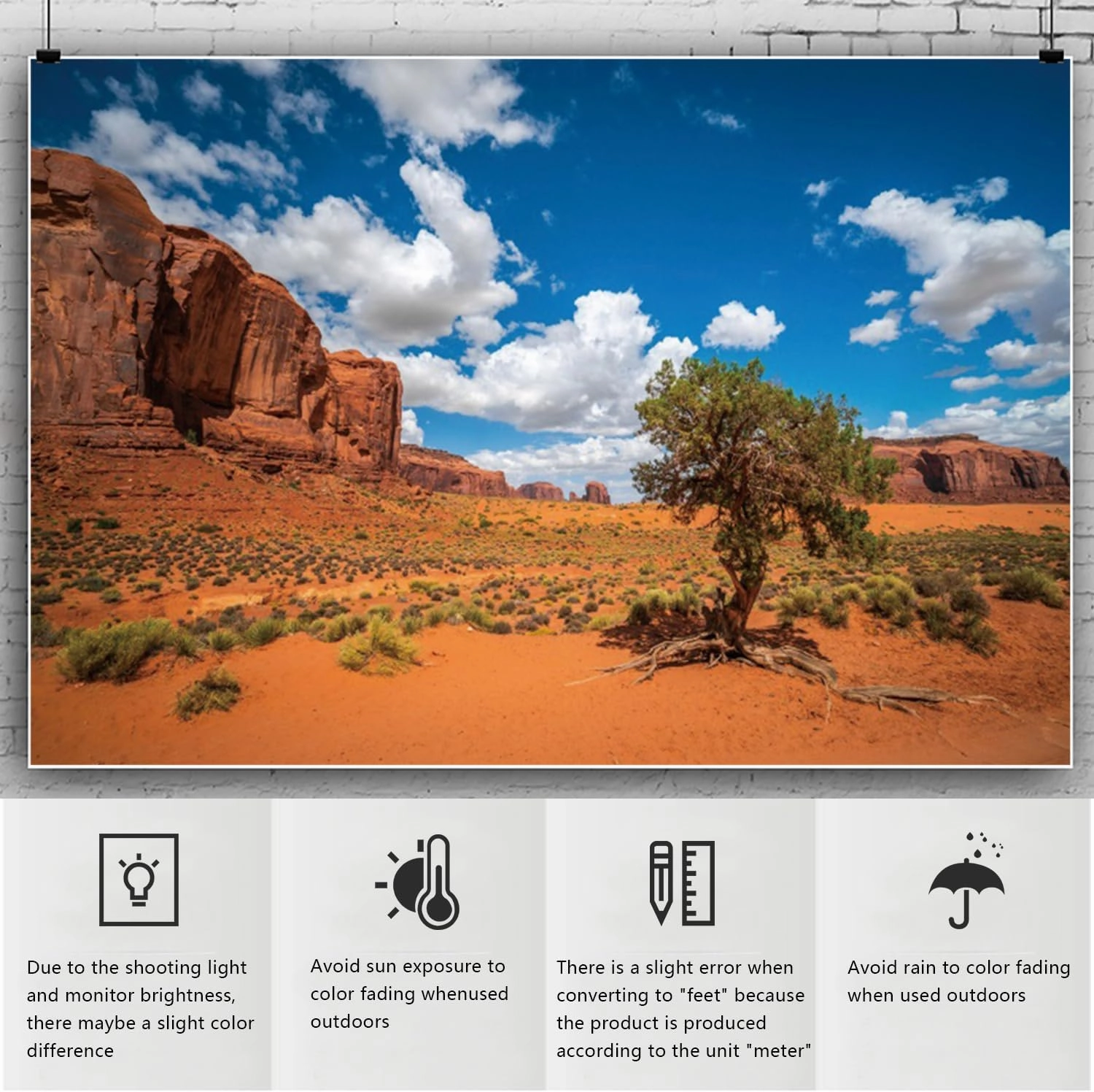 YongFoto 6x4ft Sandstone Desert Backdrop Monument Valley Desert Plant Blue Sky White Clouds Natural Landscape Photography Background Travel Journey Trip Hiking Party Portrait Photo Studio Props